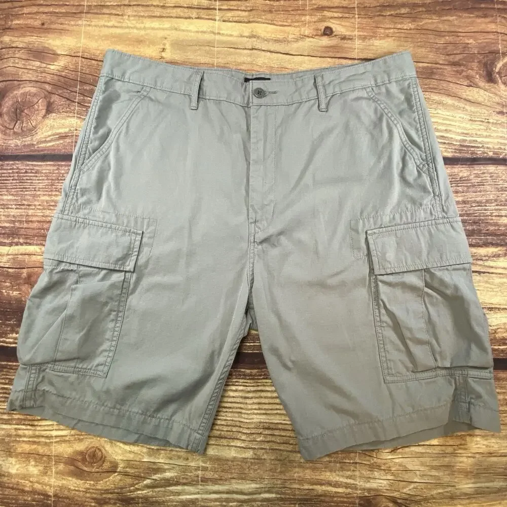 Levi Strauss Gray Cargo Shorts Mens 38 Utility Outdoor Ripstop Waterless Pockets